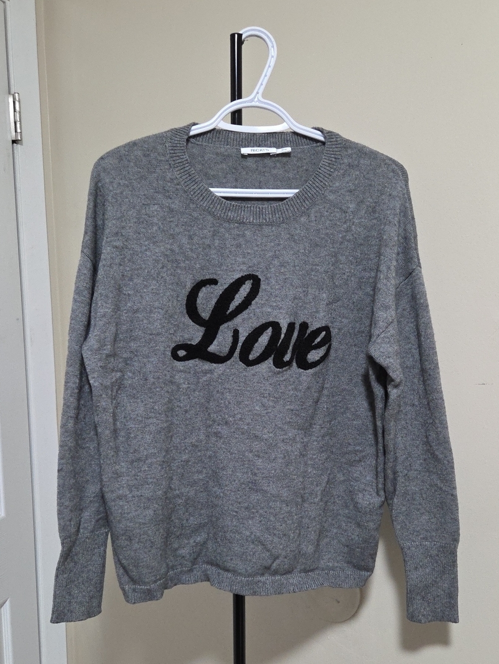 Ricki's Gray 'Love' Crewneck Sweater - Women